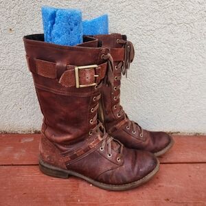 TIMBERLAND Women's Tarin Hall Boot 7.5 Brown Leather Western Boho Distressed